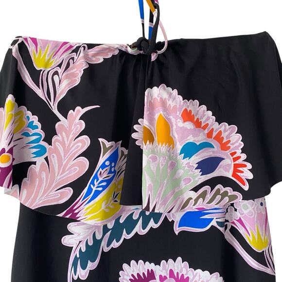 Trina Turk Seychelles Halter Maxi Dress size small Black Floral small medium - Picture 3 of 8